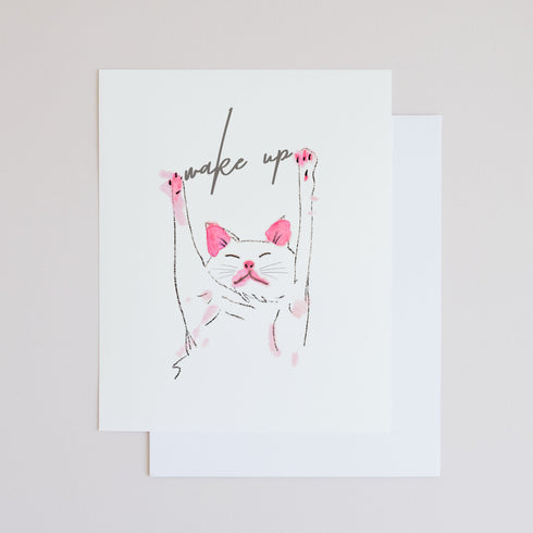 "WAKE UP" SLEEPING CAT ARCHIVAL ART PRINT